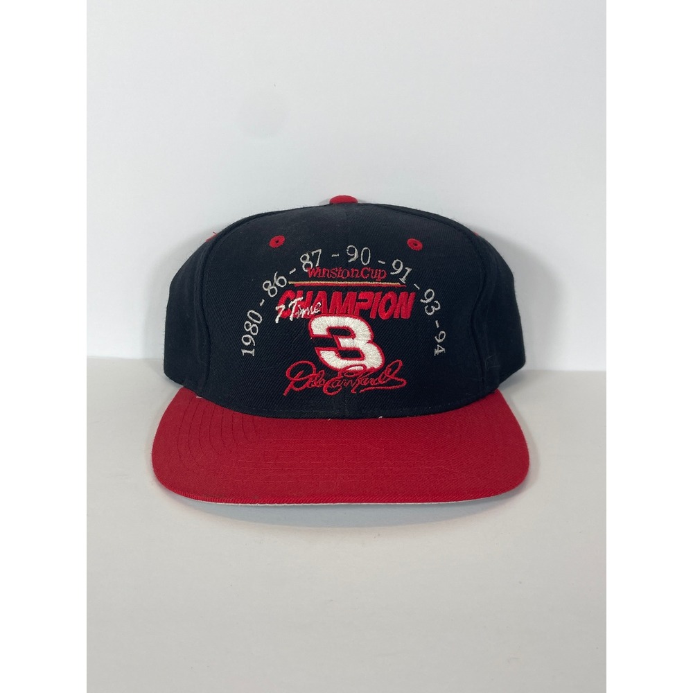 Vtg 90s Dale Earnhardt 7 Time Champion Hat Nutmeg Racing Snapback Black Red 3